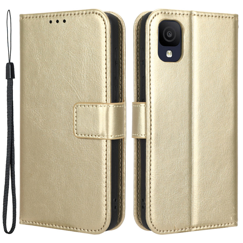 For TCL ION Z Crazy Horse Texture Phone Case PU Leather Wallet Anti-drop Flip Stand Cover