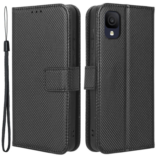 For TCL Ion Z PU Leather Wallet Shockproof Stand Cover Diamond Texture Phone Case