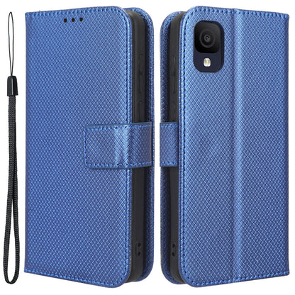 For TCL Ion Z PU Leather Wallet Shockproof Stand Cover Diamond Texture Phone Case