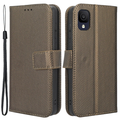 For TCL Ion Z PU Leather Wallet Shockproof Stand Cover Diamond Texture Phone Case