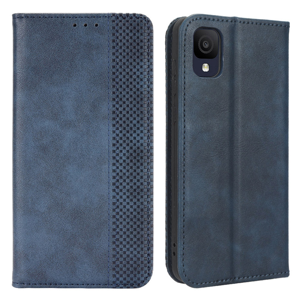 For TCL Ion Z Retro PU Leather Wallet Phone Case Magnetic Absorption Folding Stand Cover