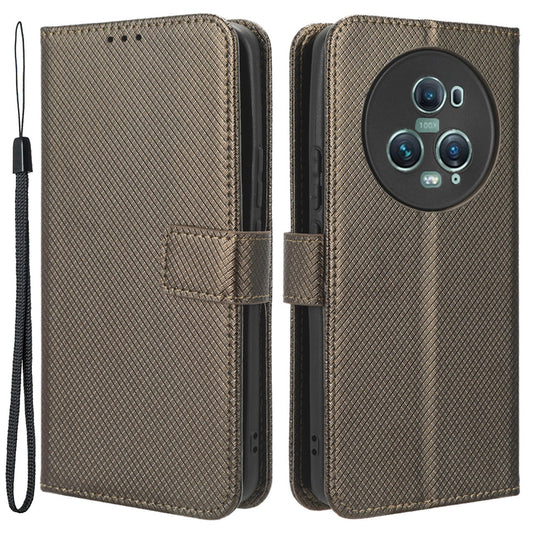 For Honor Magic5 Pro 5G Diamond Texture PU Leather Wallet Phone Case Support Stand Anti-drop Cover