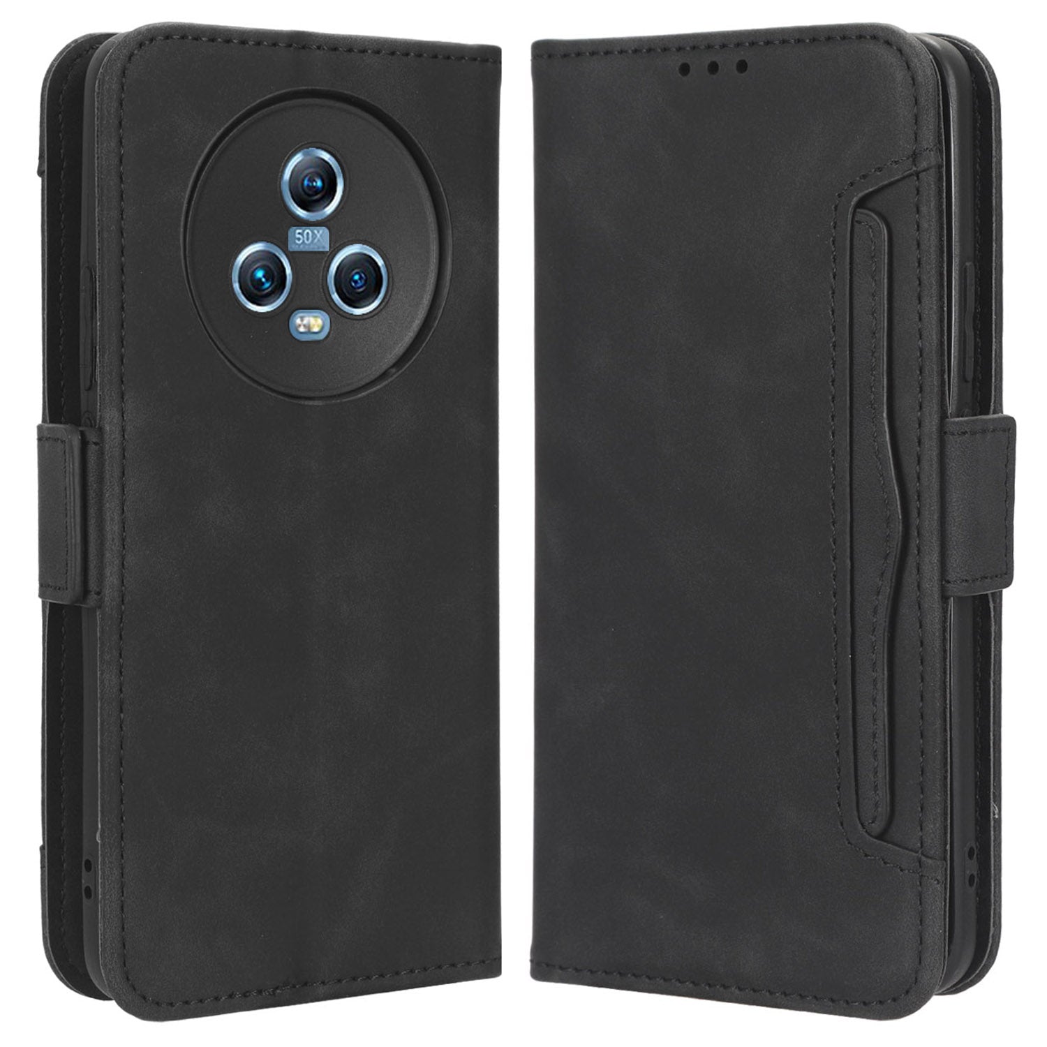 For Honor Magic5 5G Multiple Card Slots PU Leather Wallet Stand Cover Drop-proof Phone Case