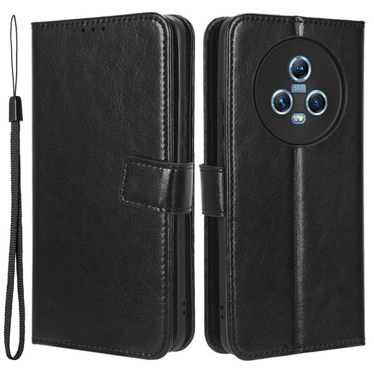 For Honor Magic5 5G PU Leather Crazy Horse Texture Anti-drop Case Phone Stand Wallet Cover