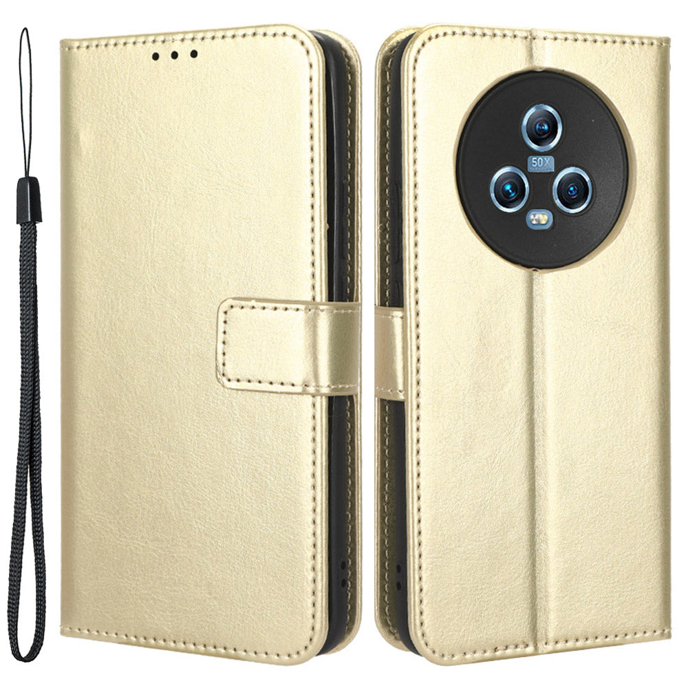 For Honor Magic5 5G PU Leather Crazy Horse Texture Anti-drop Case Phone Stand Wallet Cover
