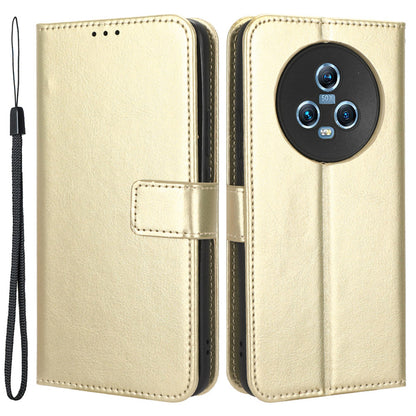 For Honor Magic5 5G PU Leather Crazy Horse Texture Anti-drop Case Phone Stand Wallet Cover