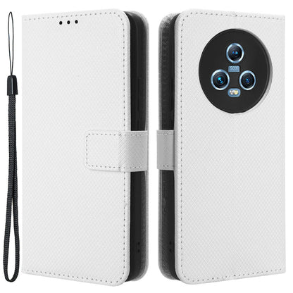 For Honor Magic5 5G Diamond Texture PU Leather Drop-proof Phone Case Folding Stand Wallet Cover