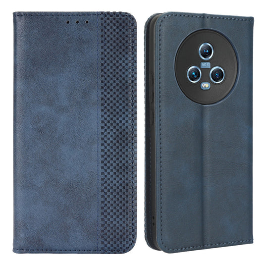 For Honor Magic5 5G Retro PU Leather Magnetic Closing Phone Case Folding Stand Wallet Cover