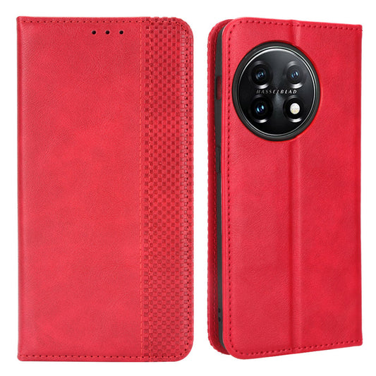 For OnePlus 11R 5G / Ace 2 5G PU Leather Wallet Phone Case Retro Magnetic Closing Stand Cover