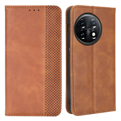 For OnePlus 11R 5G / Ace 2 5G PU Leather Wallet Phone Case Retro Magnetic Closing Stand Cover