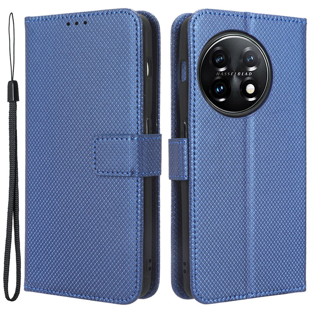 For OnePlus 11R 5G / Ace 2 5G Diamond Texture Stand Cover PU Leather Wallet Shockproof Phone Case