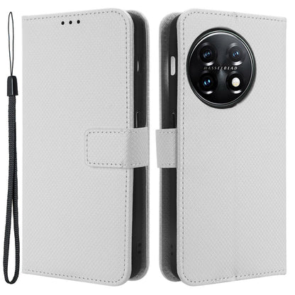For OnePlus 11R 5G / Ace 2 5G Diamond Texture Stand Cover PU Leather Wallet Shockproof Phone Case