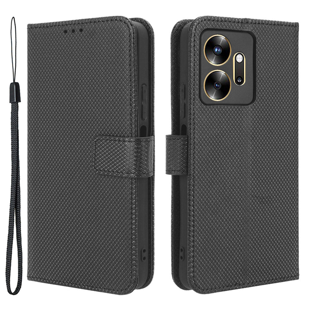 For Infinix Zero 20 4G X6821 PU Leather Wallet Phone Case Diamond Texture Shockproof Stand Cover