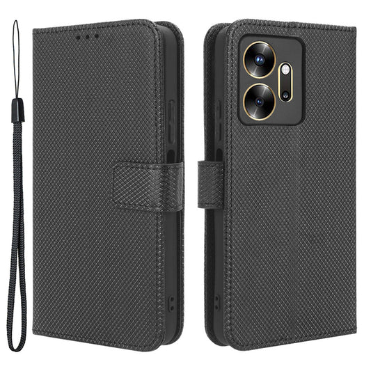For Infinix Zero 20 4G X6821 PU Leather Wallet Phone Case Diamond Texture Shockproof Stand Cover