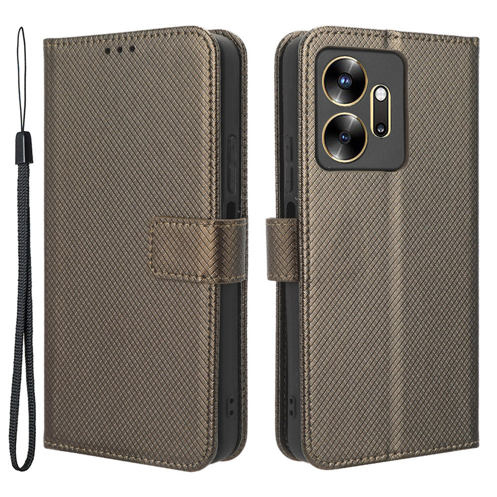 For Infinix Zero 20 4G X6821 PU Leather Wallet Phone Case Diamond Texture Shockproof Stand Cover