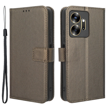 For Infinix Zero 20 4G X6821 PU Leather Wallet Phone Case Diamond Texture Shockproof Stand Cover