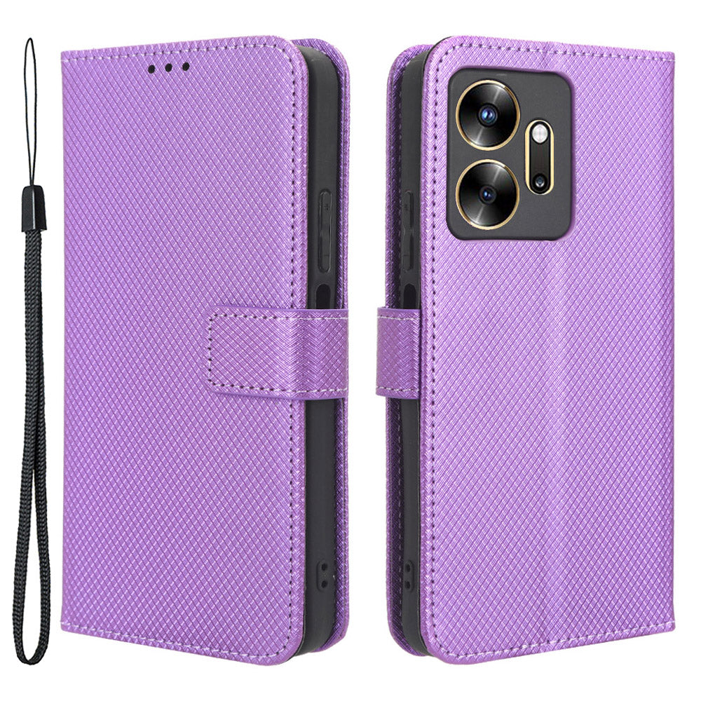 For Infinix Zero 20 4G X6821 PU Leather Wallet Phone Case Diamond Texture Shockproof Stand Cover