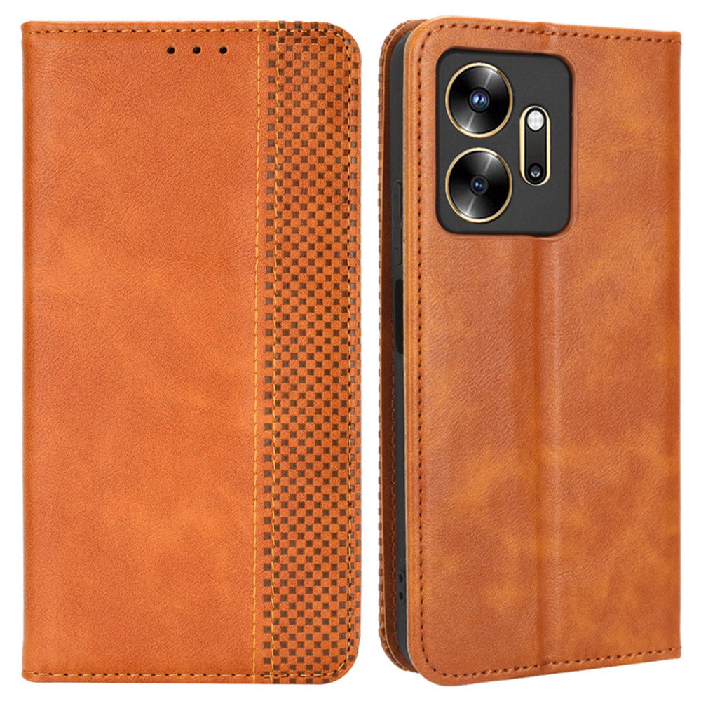 For Infinix Zero 20 4G X6821 Wallet Phone Case Retro PU Leather Cover Magnetic Closure Stand Case
