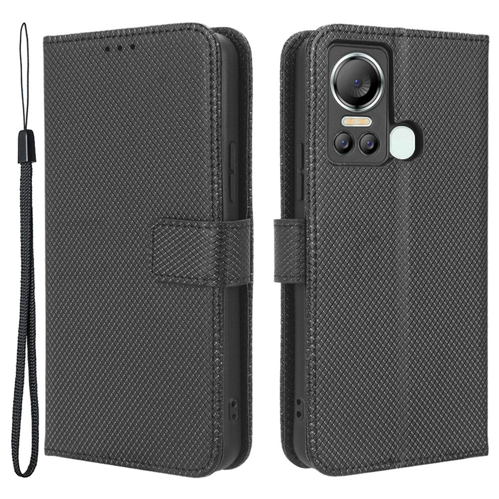 For Itel S18 / S663L / Vision 5 Wallet Phone Case Diamond Texture PU Leather Folio Flip Cover