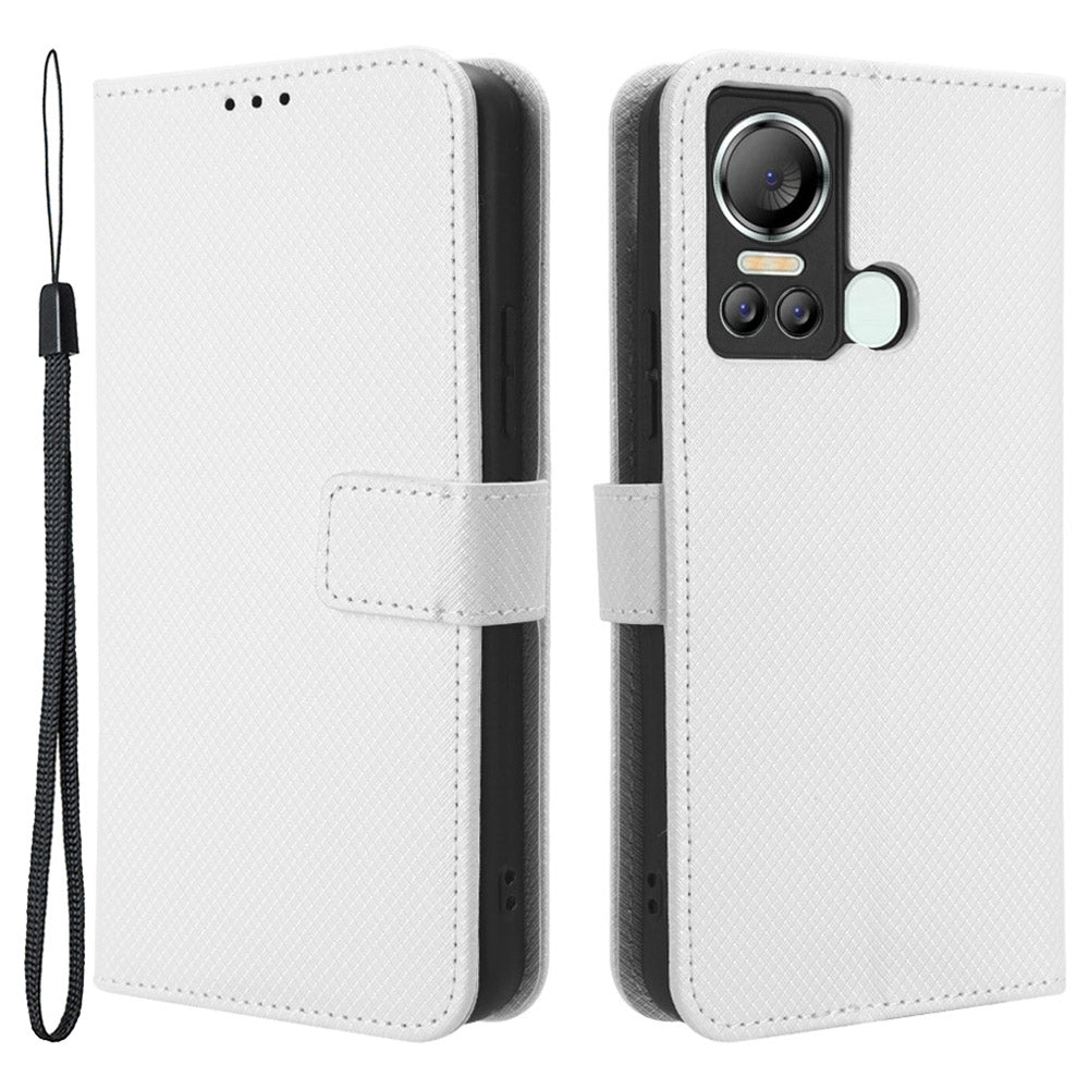 For Itel S18 / S663L / Vision 5 Wallet Phone Case Diamond Texture PU Leather Folio Flip Cover