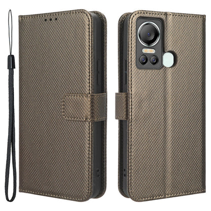 For Itel S18 / S663L / Vision 5 Wallet Phone Case Diamond Texture PU Leather Folio Flip Cover