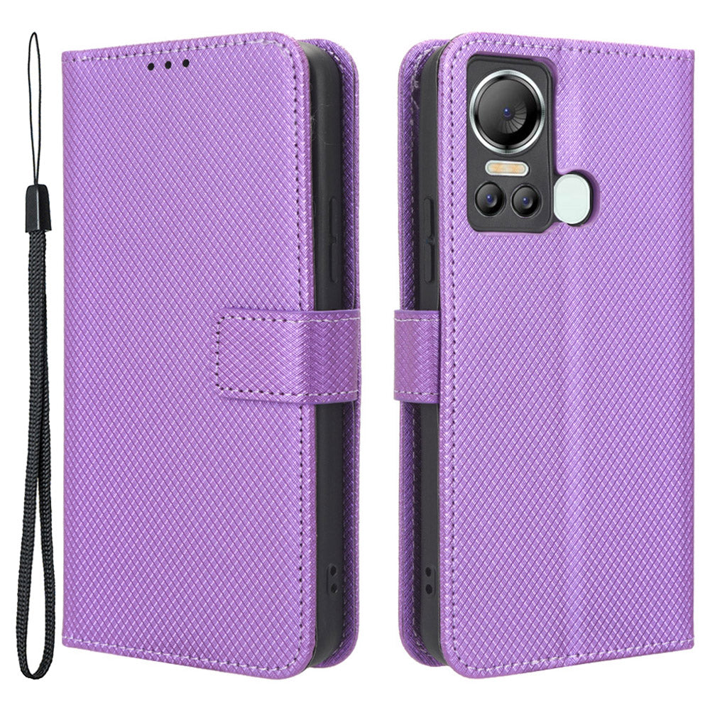 For Itel S18 / S663L / Vision 5 Wallet Phone Case Diamond Texture PU Leather Folio Flip Cover