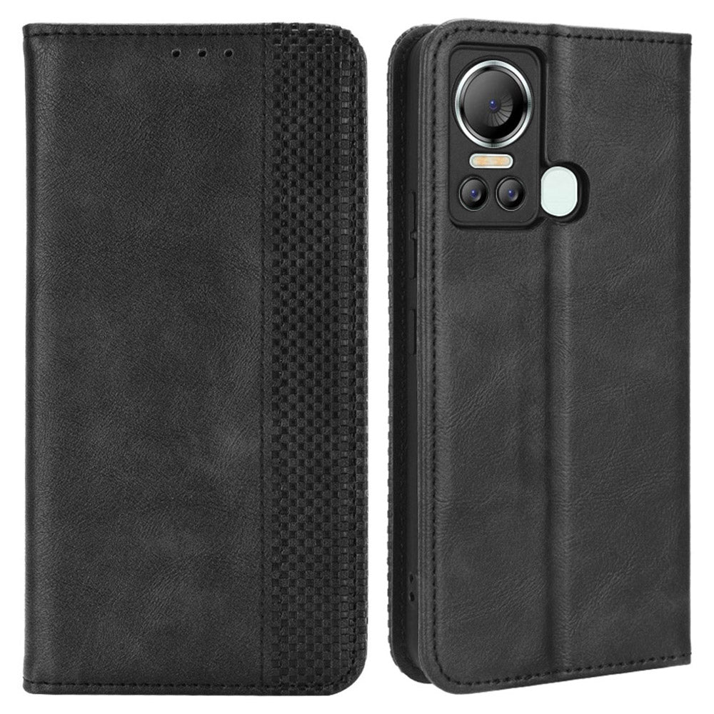 For Itel S18 / S663L / Vision 5 Retro PU Leather Wallet Phone Case Magnetic Absorption Folding Stand Cover