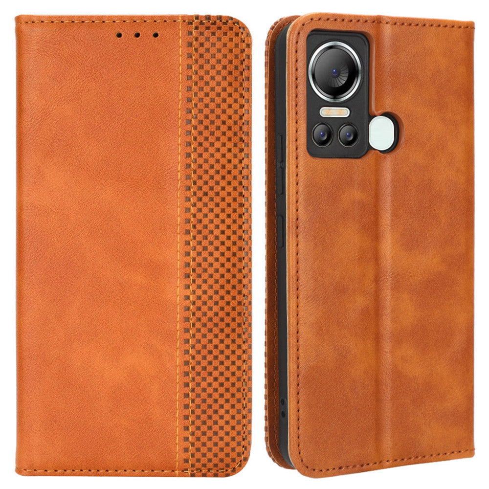 For Itel S18 / S663L / Vision 5 Retro PU Leather Wallet Phone Case Magnetic Absorption Folding Stand Cover