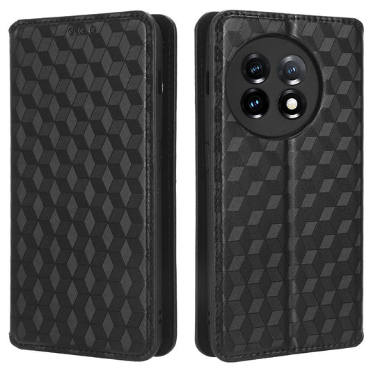 For OnePlus Ace 2 5G / 11R 5G Wallet Stand Phone Case PU Leather Imprinted Rhombus Pattern Phone Cover
