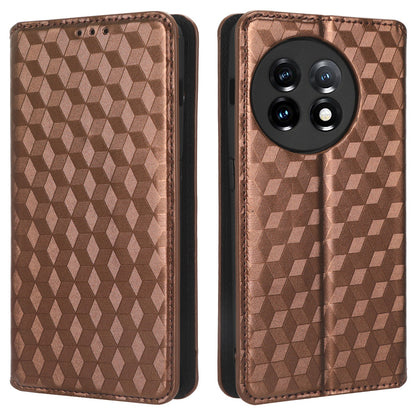 For OnePlus Ace 2 5G / 11R 5G Wallet Stand Phone Case PU Leather Imprinted Rhombus Pattern Phone Cover