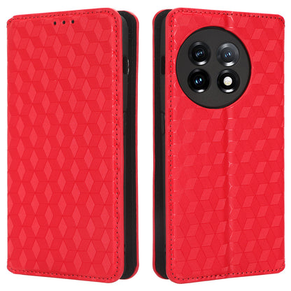 For OnePlus Ace 2 5G / 11R 5G Wallet Stand Phone Case PU Leather Imprinted Rhombus Pattern Phone Cover