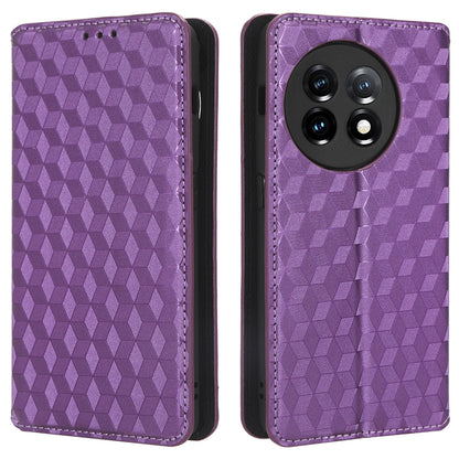 For OnePlus Ace 2 5G / 11R 5G Wallet Stand Phone Case PU Leather Imprinted Rhombus Pattern Phone Cover