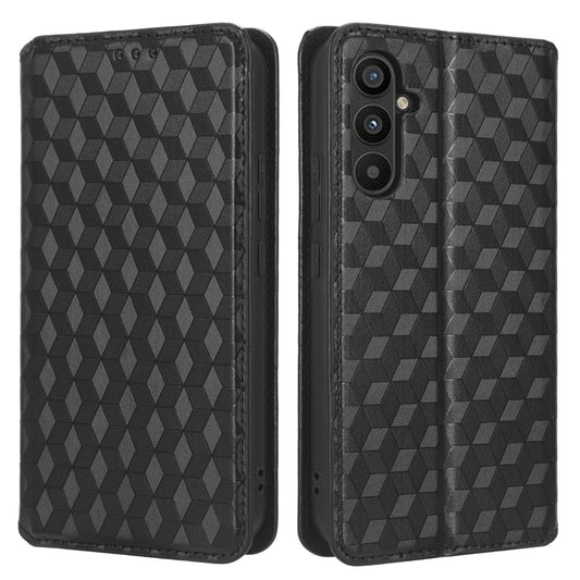 For Samsung Galaxy A24 4G Cell Phone Case Imprinted Rhombus Pattern Wallet Stand Leather Phone Cover