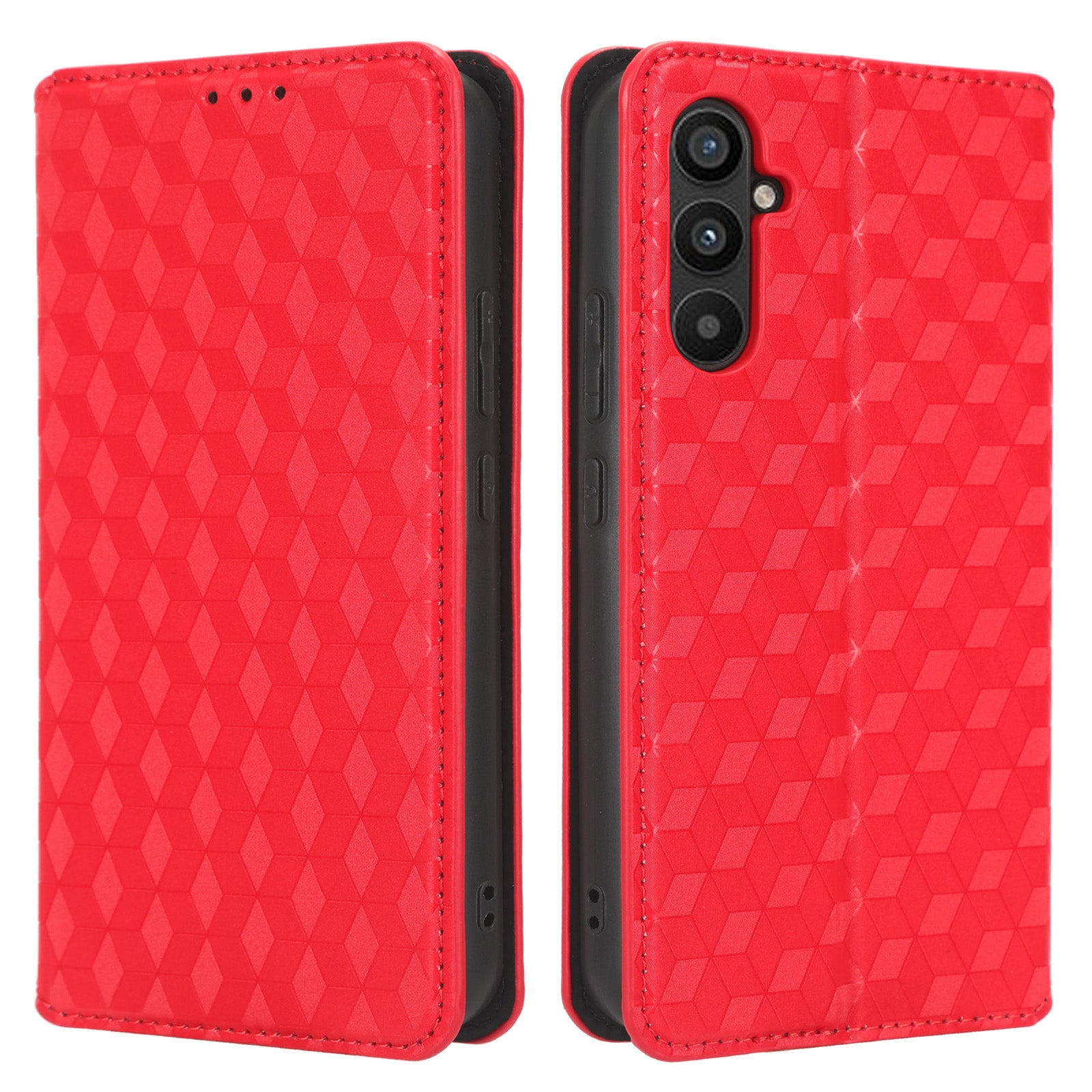 For Samsung Galaxy A24 4G Cell Phone Case Imprinted Rhombus Pattern Wallet Stand Leather Phone Cover