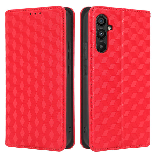 For Samsung Galaxy A24 4G Cell Phone Case Imprinted Rhombus Pattern Wallet Stand Leather Phone Cover