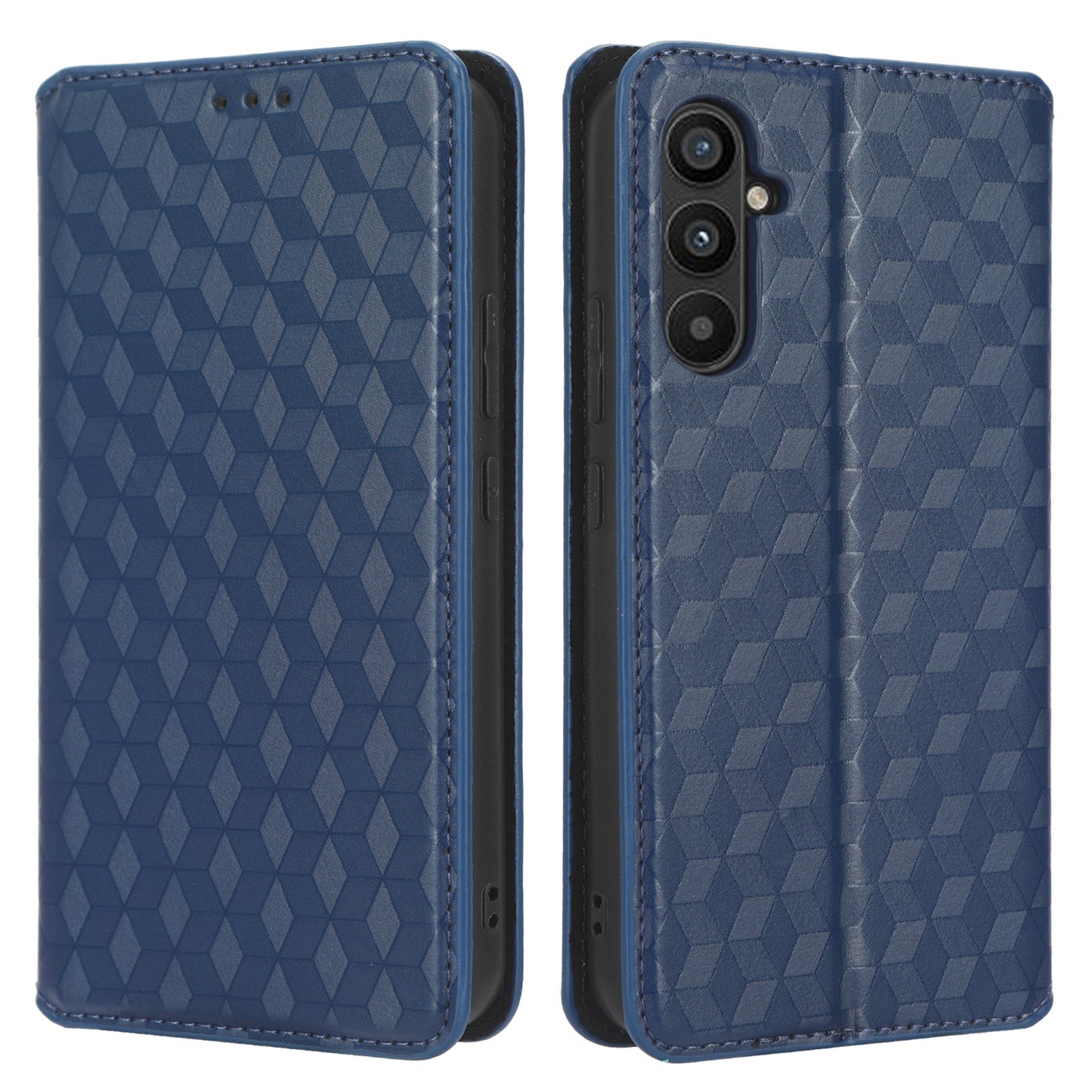 For Samsung Galaxy A24 4G Cell Phone Case Imprinted Rhombus Pattern Wallet Stand Leather Phone Cover