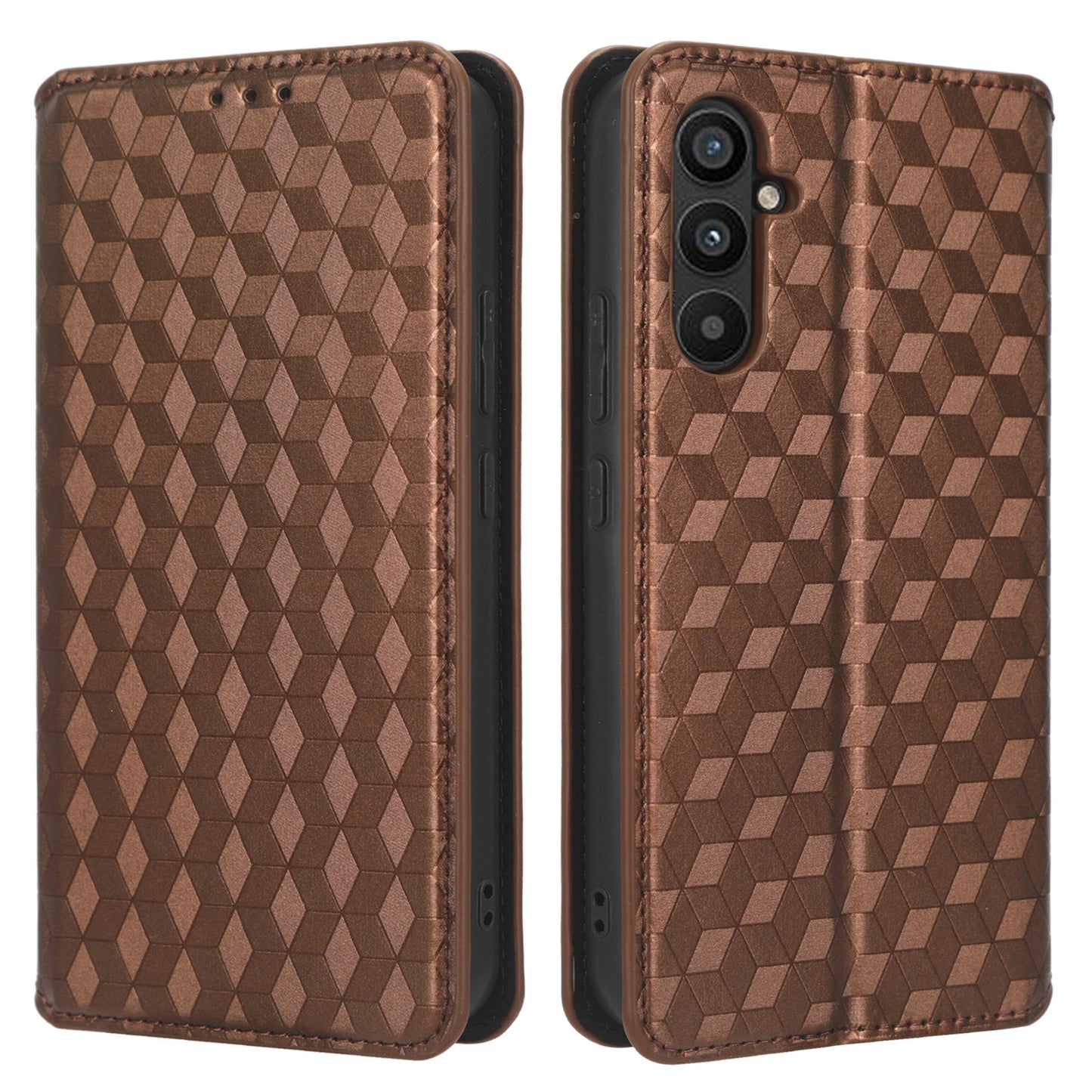 For Samsung Galaxy A24 4G Cell Phone Case Imprinted Rhombus Pattern Wallet Stand Leather Phone Cover