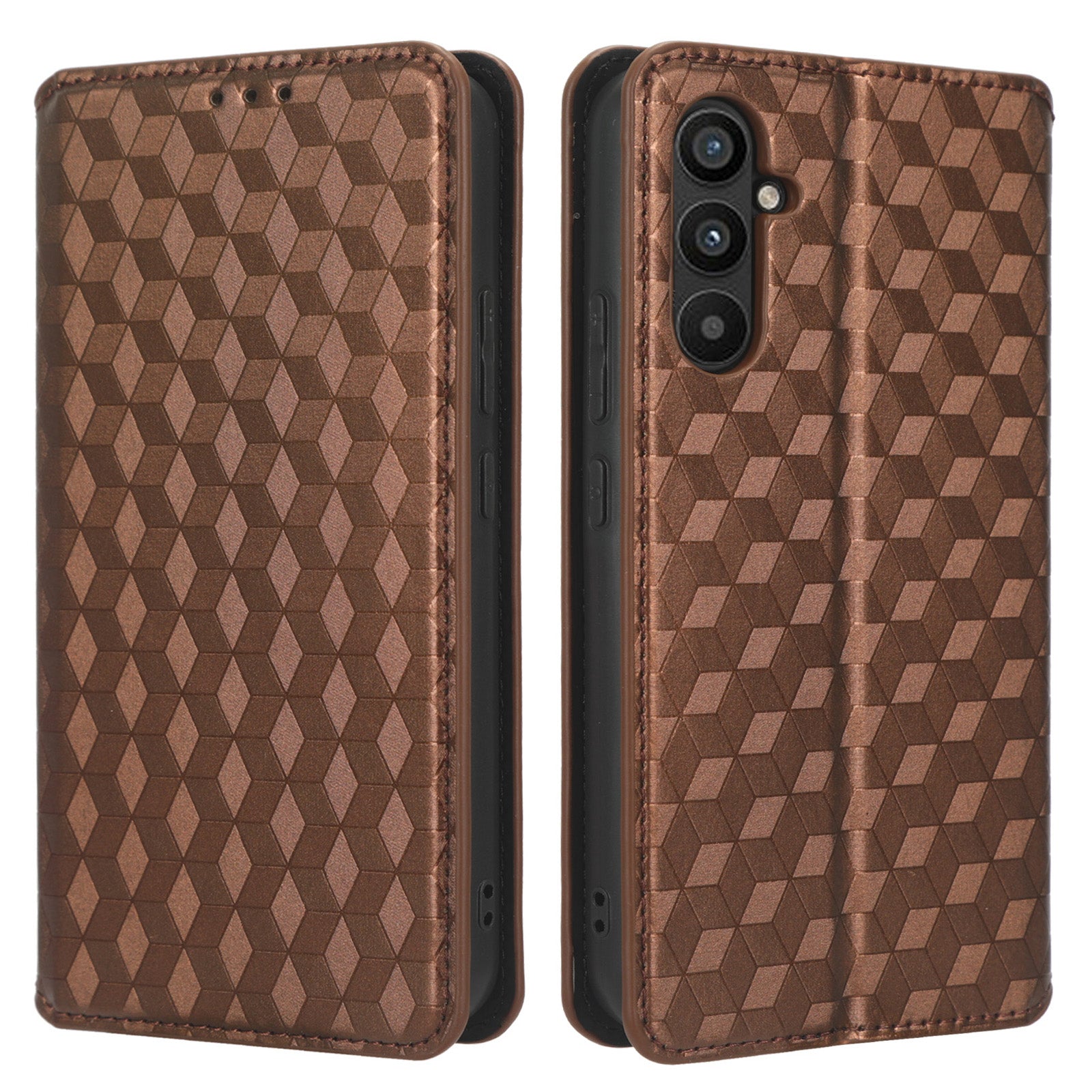 For Samsung Galaxy A24 4G Cell Phone Case Imprinted Rhombus Pattern Wallet Stand Leather Phone Cover