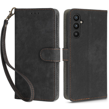 For Samsung Galaxy A24 4G RFID Blocking Phone Cover Wallet Stand Leather Case with Strap