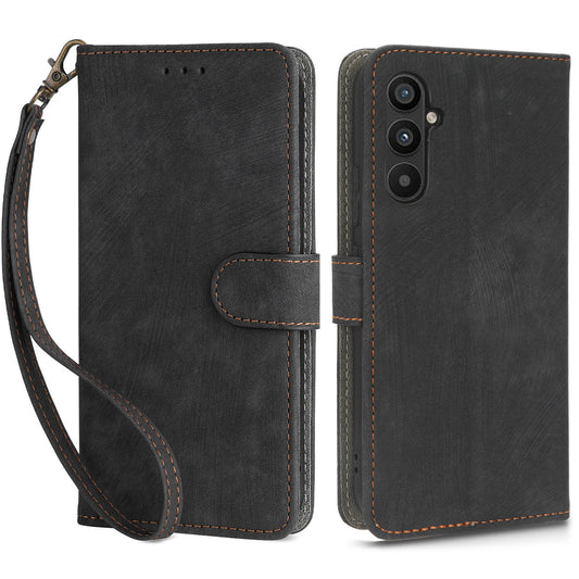 For Samsung Galaxy A24 4G RFID Blocking Phone Cover Wallet Stand Leather Case with Strap