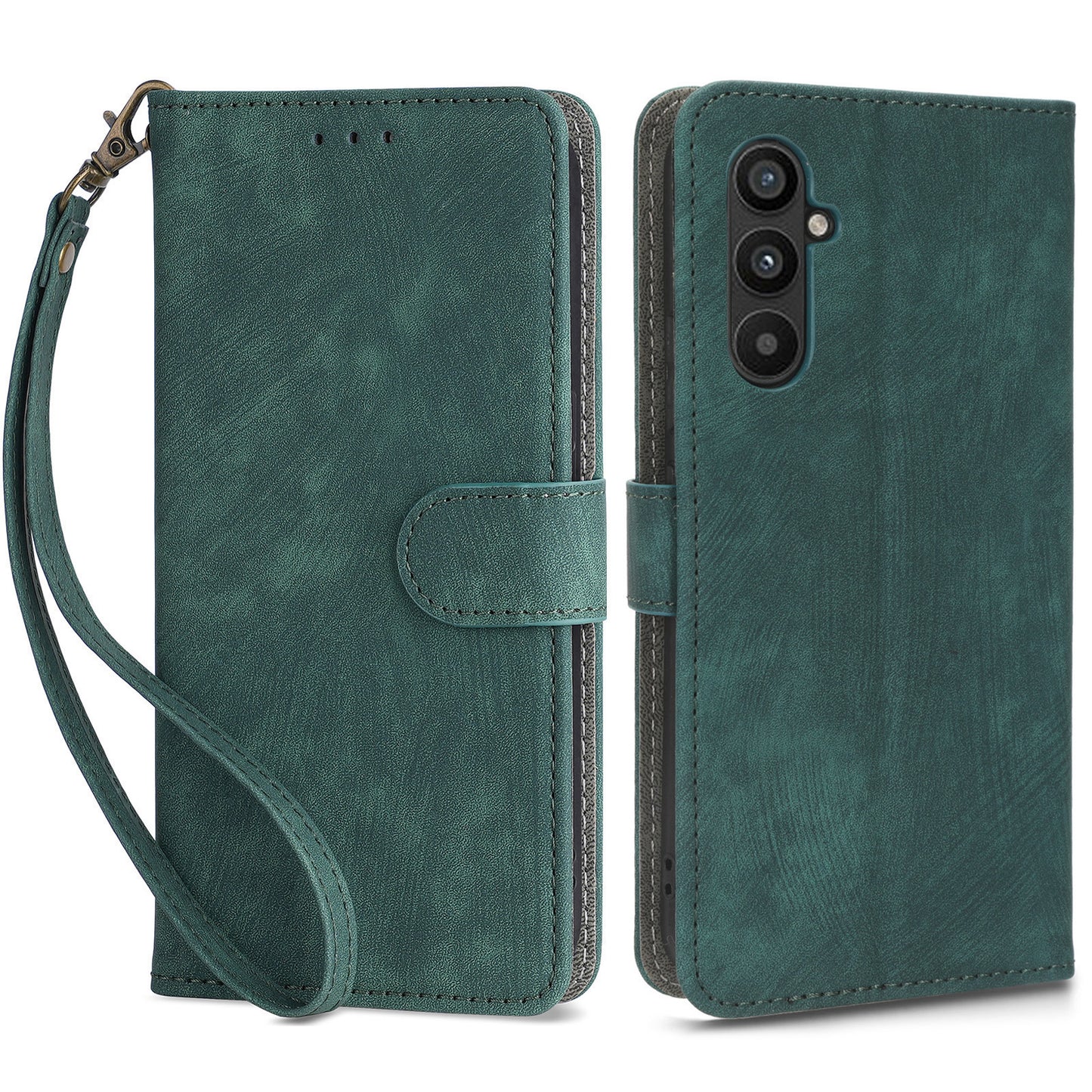 For Samsung Galaxy A24 4G RFID Blocking Phone Cover Wallet Stand Leather Case with Strap