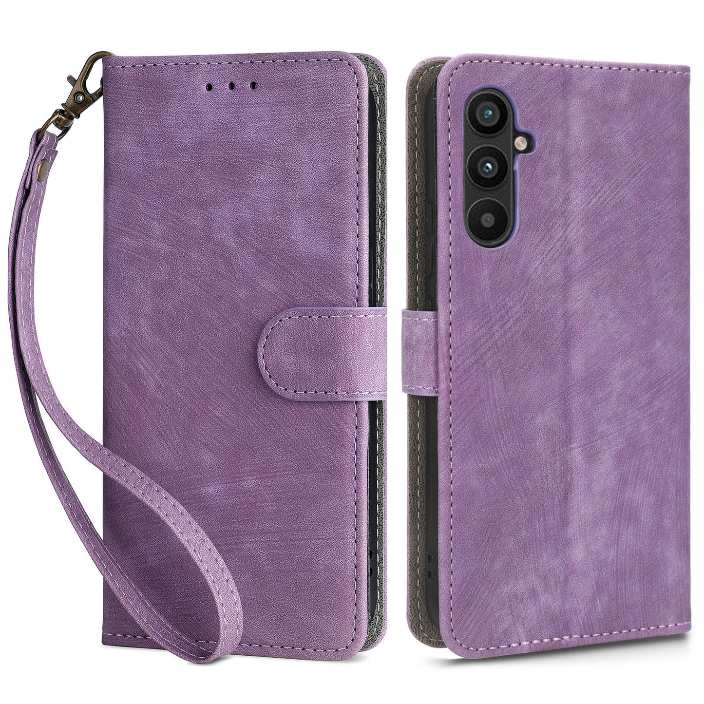 For Samsung Galaxy A24 4G RFID Blocking Phone Cover Wallet Stand Leather Case with Strap