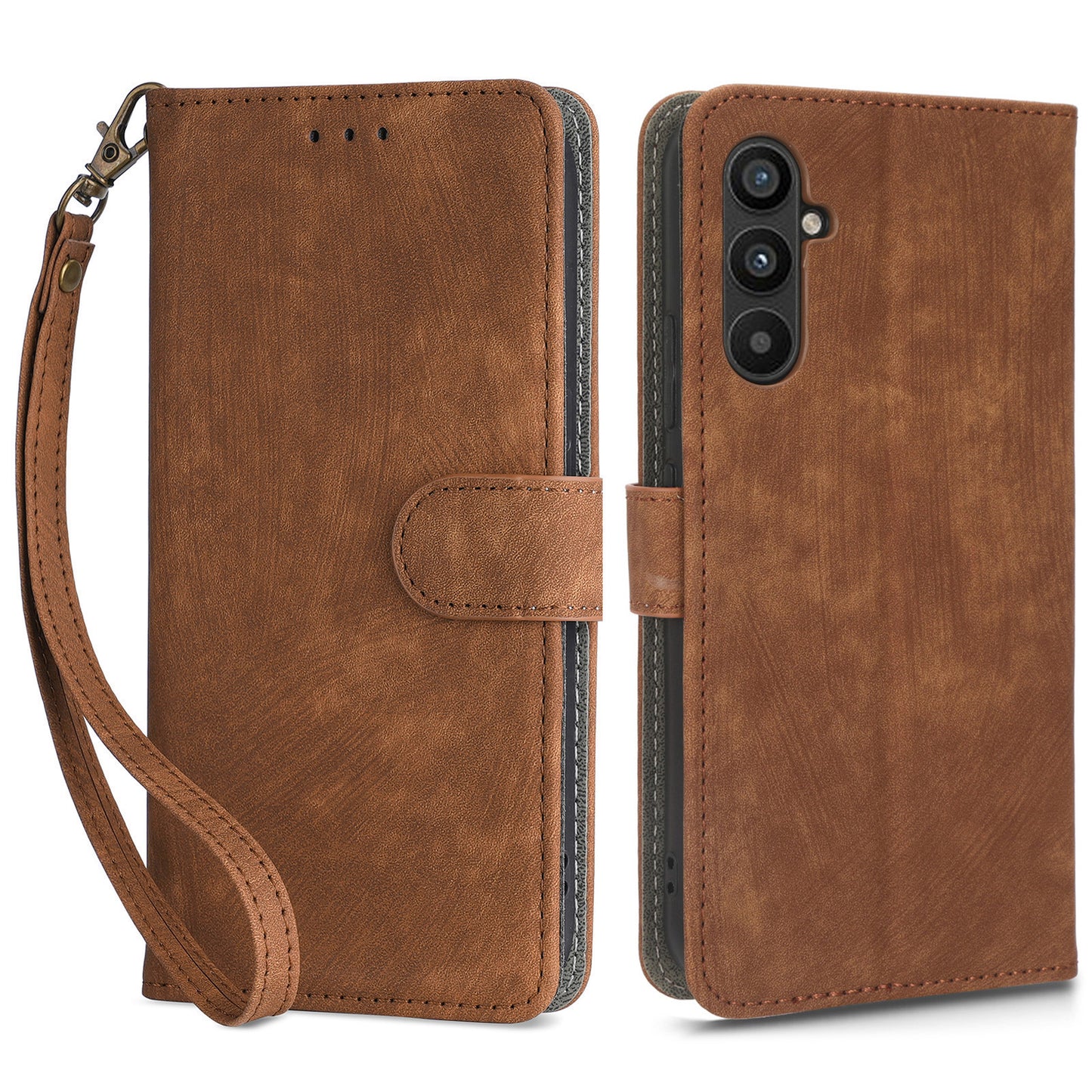 For Samsung Galaxy A24 4G RFID Blocking Phone Cover Wallet Stand Leather Case with Strap