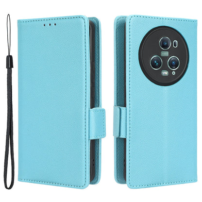 For Honor Magic5 Pro PU Leather Flip Folio Case Wallet Stand Litchi Texture Shockproof Phone Cover