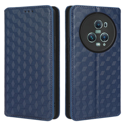 For Honor Magic5 Pro Phone Leather Case Imprinted Rhombus Pattern Wallet Stand Protective Phone Cover