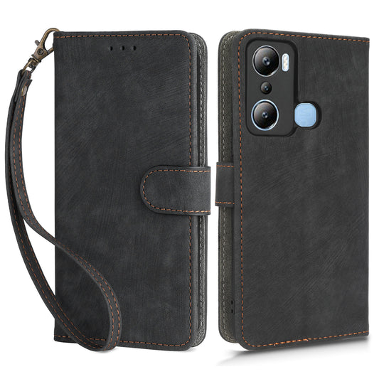 For Infinix Hot 20i 4G X665C X665E RFID Blocking Phone Case Leather Wallet Stand Phone Cover with Strap