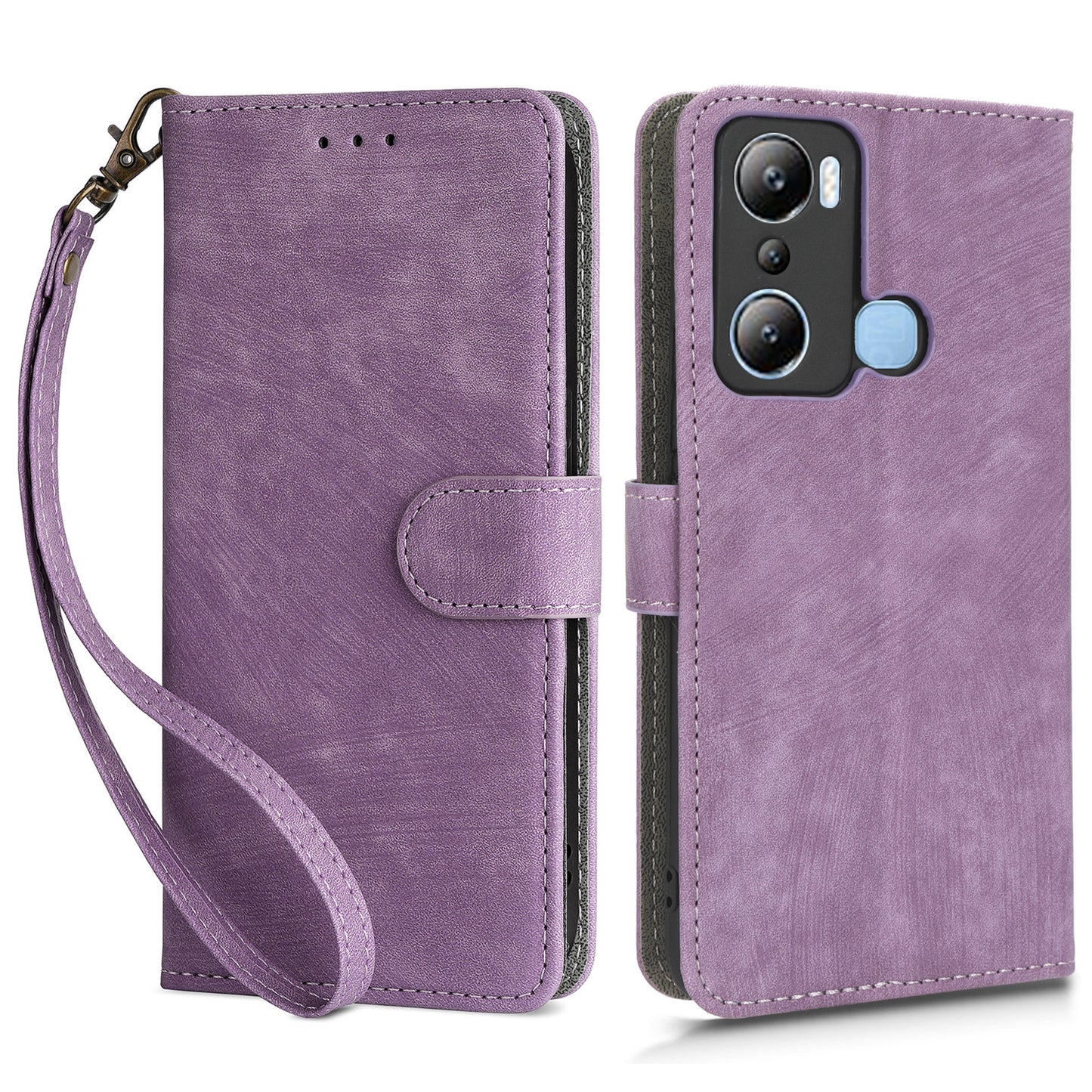 For Infinix Hot 20i 4G X665C X665E RFID Blocking Phone Case Leather Wallet Stand Phone Cover with Strap