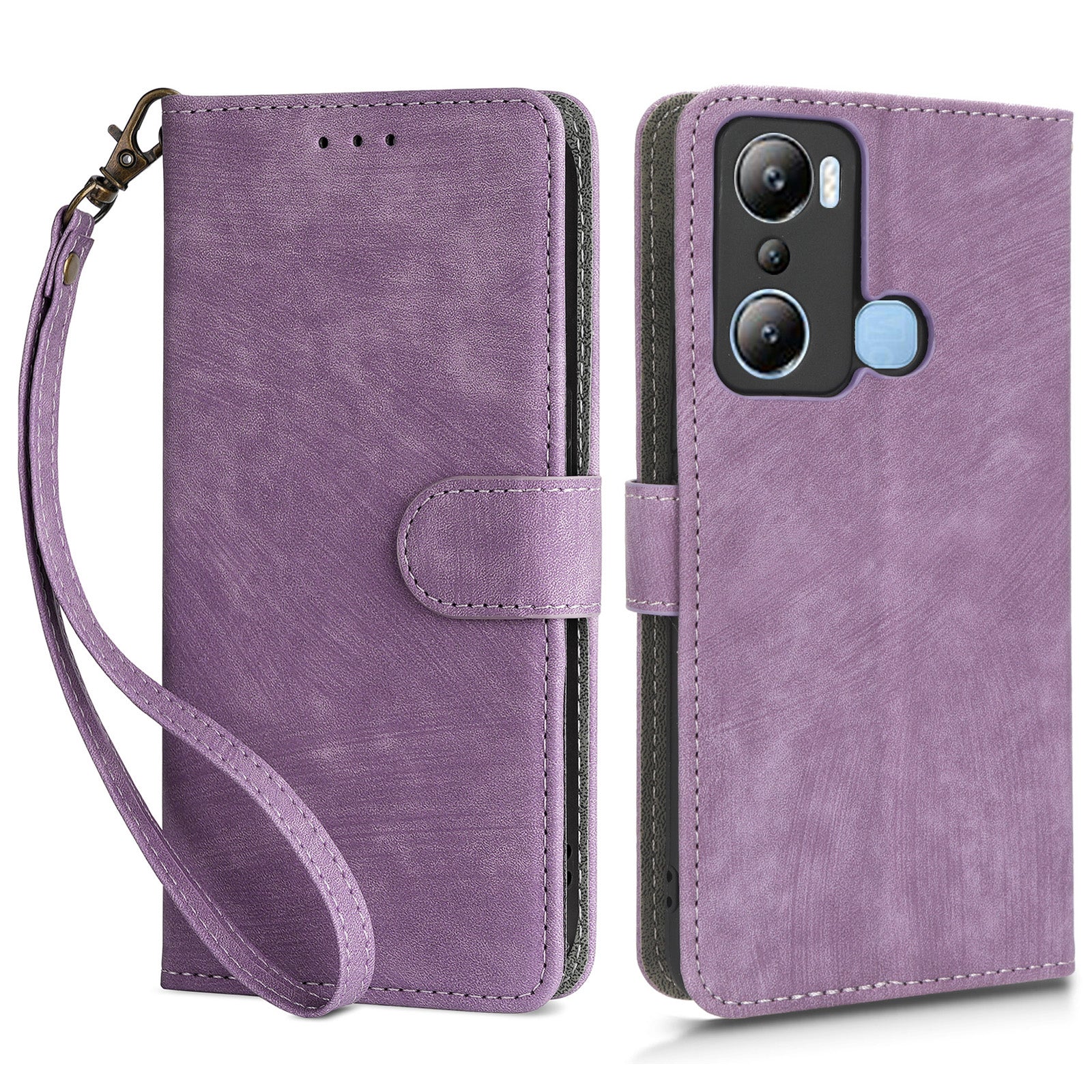 For Infinix Hot 20i 4G X665C X665E RFID Blocking Phone Case Leather Wallet Stand Phone Cover with Strap