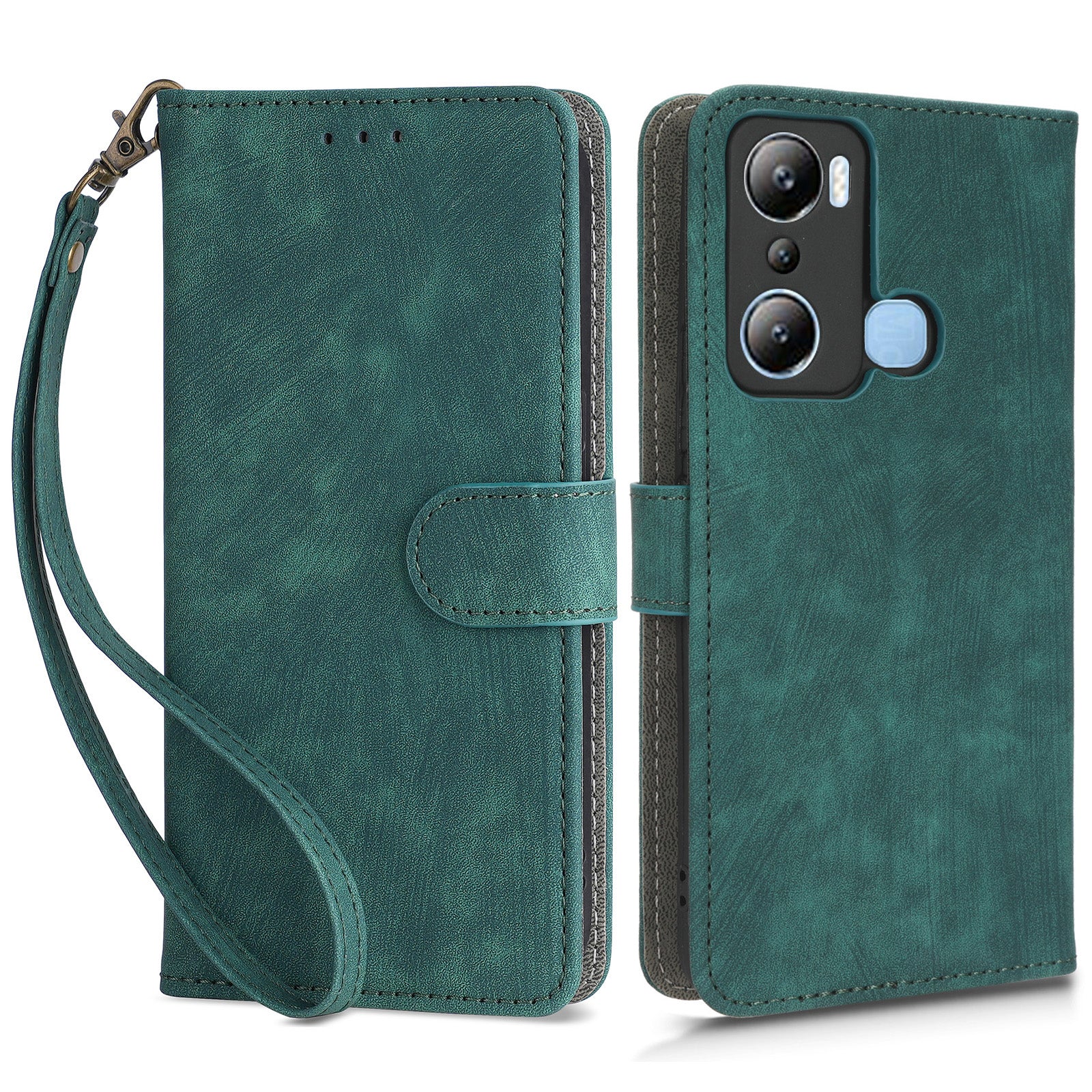 For Infinix Hot 20i 4G X665C X665E RFID Blocking Phone Case Leather Wallet Stand Phone Cover with Strap