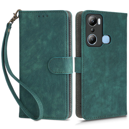 For Infinix Hot 20i 4G X665C X665E RFID Blocking Phone Case Leather Wallet Stand Phone Cover with Strap
